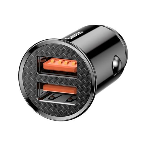 Baseus Circular Plastic Auto-Schnellladegerät 30W, 2×USB Typ-A, Schwarz