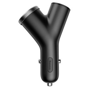   Baseus Y Typ Autoladegerät 17W, 2×USB Typ-A + Zigarettenanzünderausgang, Schwarz