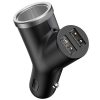 Baseus Y Typ Autoladegerät 17W, 2×USB Typ-A + Zigarettenanzünderausgang, Schwarz