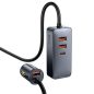   Baseus Share Together PPS Auto-Schnellladegerät 120W, 3×USB Typ-A + USB Typ-C, eingebautes Kabel, 1,5 m, grau