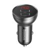 Baseus Digitalanzeige Autoladegerät 24W, 2×USB Typ-A, grau