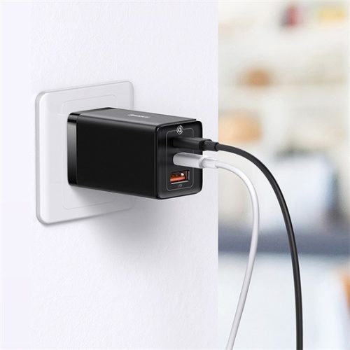 Baseus GaN5 Pro Netzteil Schnellladegerät 65W, 2×USB Typ-C + USB Typ-A, Schwarz + 100W USB Typ-C, 1m Kabel