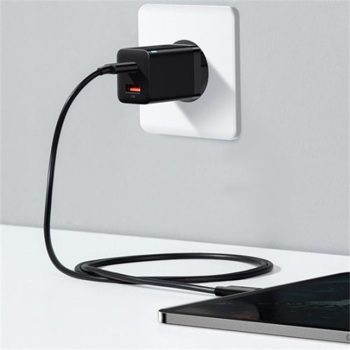 Baseus Super Si Pro Netzladegerät 30W, USB Type-C + USB Type-A, Schwarz