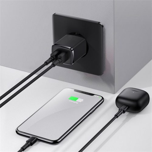 Baseus Kompaktes Netzladegerät 10,5W, 2×USB Typ-A, Schwarz