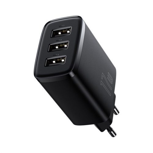 Baseus Kompaktes Netzladegerät 17W, 3×USB Typ-A, Schwarz