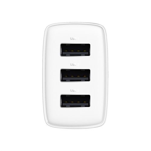 Baseus Kompaktes Netzladegerät 17W, 3×USB Typ-A, Weiß