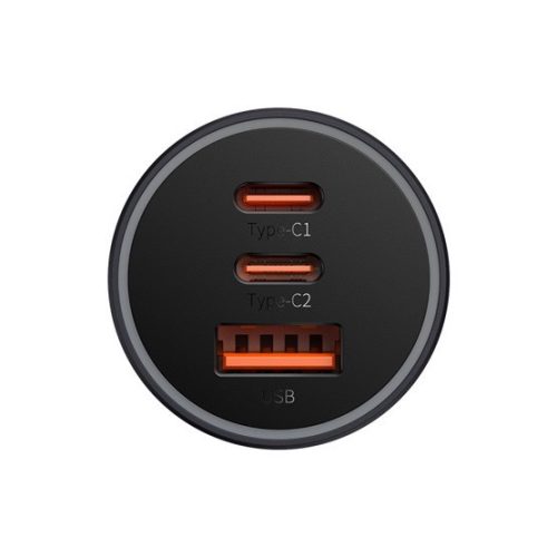 Baseus Golden Contactor Pro Triple Auto Schnellladegerät 65W, USB Type-A + 2×USB Type-C, Grau