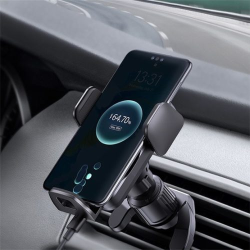Baseus Wisdom kabelloses Auto-Telefonladegerät und -halterung, die am Lüftungsgitter befestigt werden kann, schwarz