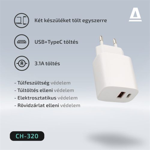 AVAX CH320 SPEEDY Netzladegerät USB + Typ C, 20W