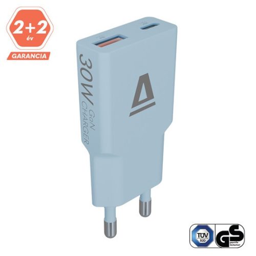 AVAX CH641LB NANO SLIM 30W Ladegerät Adapter USB-C (PD3.0)+USB-A (QC3.0), Hellblau