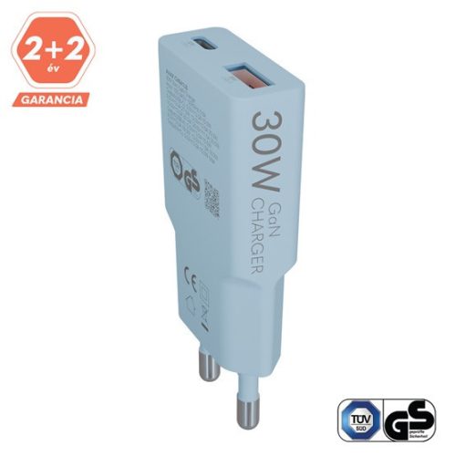 AVAX CH641LB NANO SLIM 30W Ladegerät Adapter USB-C (PD3.0)+USB-A (QC3.0), Hellblau
