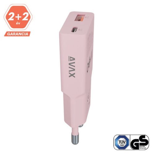 AVAX CH641P NANO SLIM 30W Ladegerät USB-C (PD3.0)+USB-A (QC3.0), Rosa