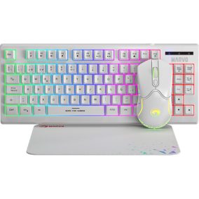   MARVO Loot 30 Tastatur + Maus + Mauspad Combo - Weiß - UK / Membran