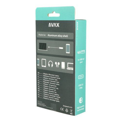 AVAX HB601 CONNECT+ Typ C - 4xUSB 3.0 HUB