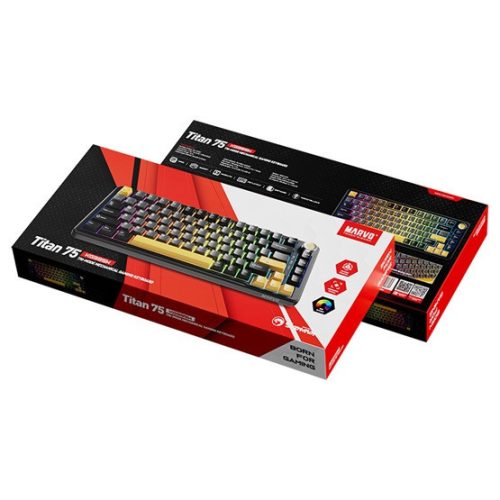 MARVO TITAN 75 kabellose Gaming-Tastatur - Schwarz - DE /Banana Crystal Linear/