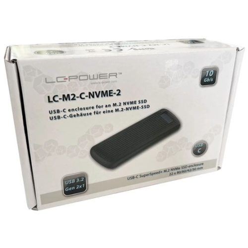 LC Power Externes Gehäuse - USB 3.2 2x2 Typ C - M.2 NVMe SSD - LC-M2-C-NVME-2X2-RAID