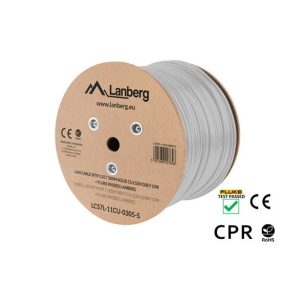   Lanberg Cat.7 S/FTP Kupfer-Wandkabel 305m, LSZH, AWG23, 600Mhz, Dca, grau CPR
