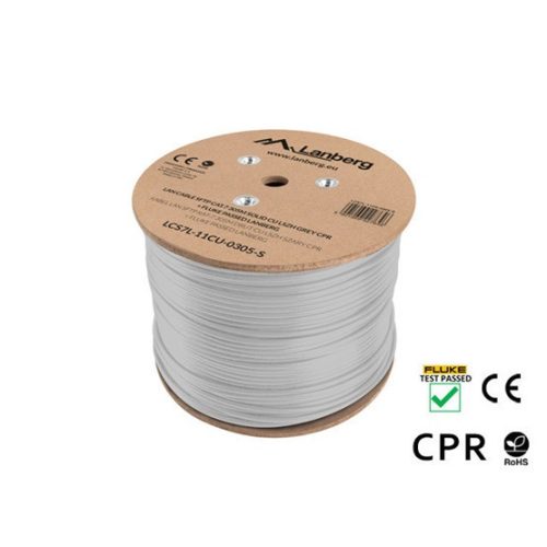 Lanberg Cat.7 S/FTP Kupfer-Wandkabel 305m, LSZH, AWG23, 600Mhz, Dca, grau CPR