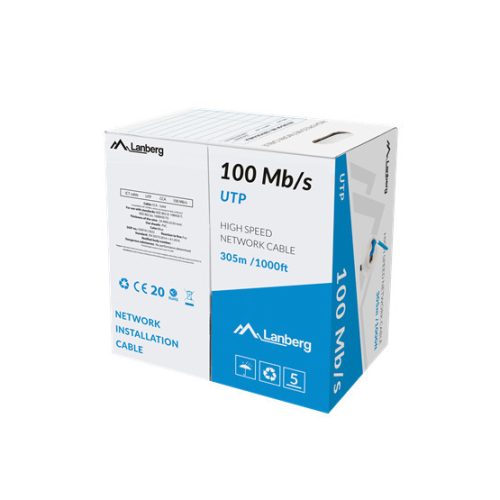Lanberg 100Mb/s U/UTP mit Kupfer beschichtetem (CCA) Wandkabel 305m, AWG24, PVC, 100Mhz, Fca, blau
