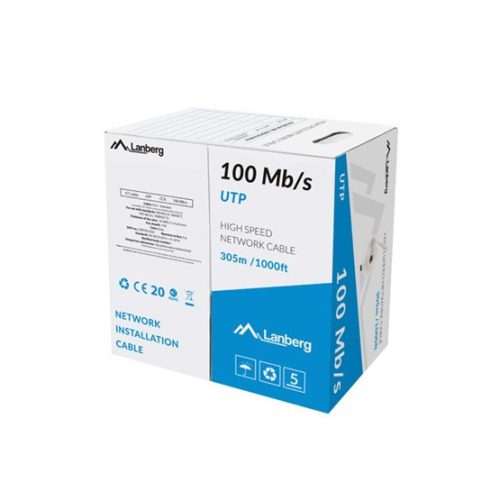 Lanberg 100Mb/s U/UTP mit rézzel beschichtetem (CCA) Patchkabel 305m, PVC, 100Mhz, grau