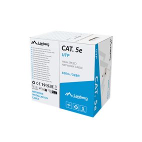   Lanberg Cat.5e U/UTP Kupfer-Wandkabel 100m, AWG24, PVC, 100Mhz, Eca, grau, CPR