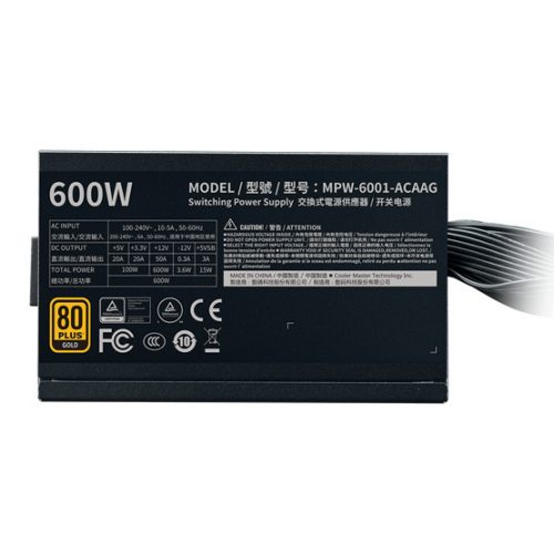 Cooler Master 600W - G600 Gold - MPW-6001-ACAAG-NL - 80+ Gold - ATX 12V V2.52 - Schwarzes Netzteil - Bulk