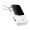 Baseus Qpow Pro+ Schnelllade-Powerbank 10000 mAh, 22,5 W, integriertes USB-Typ-C-Kabel, weiß