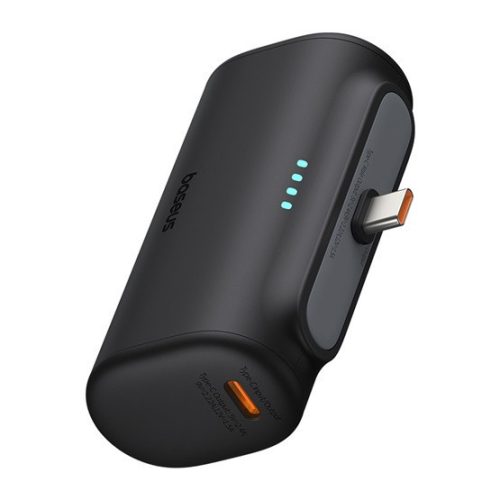 Baseus Kompakte Schnelllade-Powerbank 5000 mAh, 20W USB Typ-C Anschluss, Schwarz