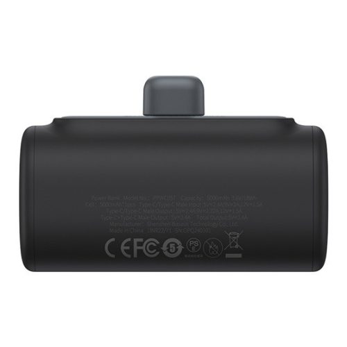 Baseus Kompakte Schnelllade-Powerbank 5000 mAh, 20W USB Typ-C Anschluss, Schwarz
