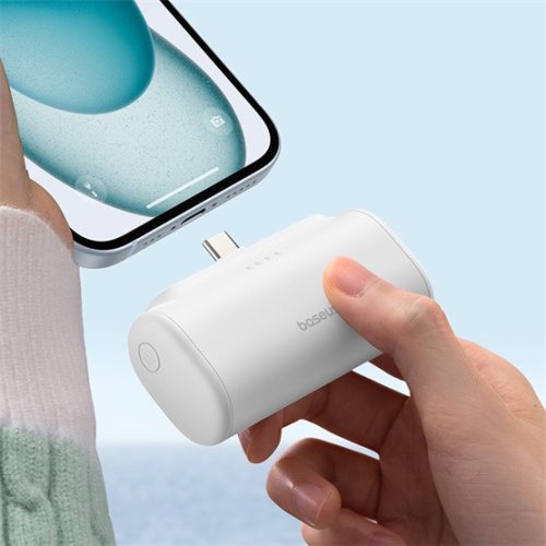 Baseus Kompakte Schnelllade-Powerbank 5000 mAh, 20W USB Typ-C Anschluss, Weiß