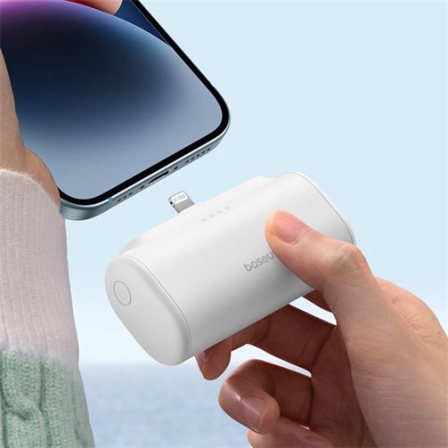 Baseus Kompakte Schnelllade-Powerbank 5000 mAh, 20W mit iPhone-Anschluss, Weiß