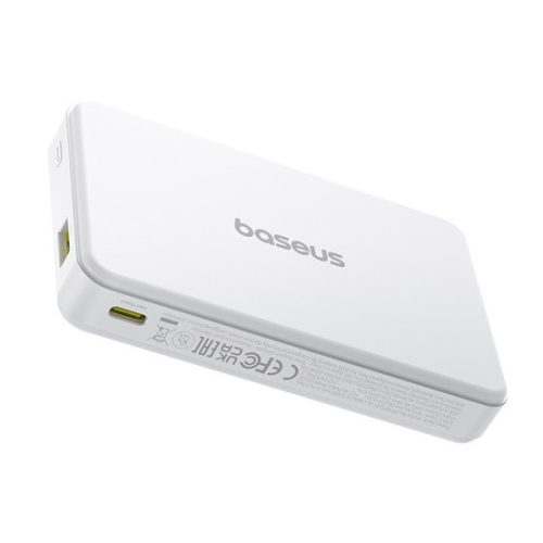 Baseus Airpow II Qi2 Magnetische kabellose Schnellladepowerbank 10000 mAh, 22,5 W, weiß + 60 W USB Typ-C, 30 cm Kabel