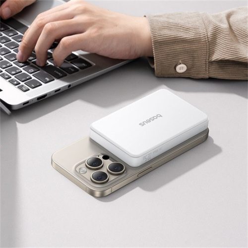 Baseus Airpow II Qi2 Magnetische kabellose Schnellladepowerbank 10000 mAh, 22,5 W, weiß + 60 W USB Typ-C, 30 cm Kabel