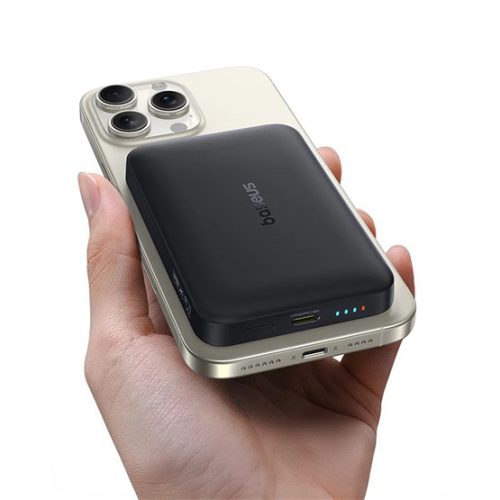 Baseus EnerFill FM11 Magnetische kabellose Schnellladepowerbank 10000 mAh, 22,5W, schwarz + USB Typ-C, 30cm Kabel