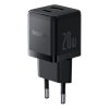 Baseus Palm Netz-Schnellladegerät 20W, USB Type-C + USB Type-A, Schwarz