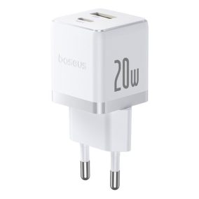 Baseus Palm Netzladegerät 20W, USB Typ-C + USB Typ-A, weiß