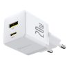 Baseus Palm Netzladegerät 20W, USB Typ-C + USB Typ-A, weiß