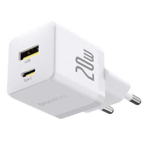 Baseus Palm Netzladegerät 20W, USB Typ-C + USB Typ-A, weiß