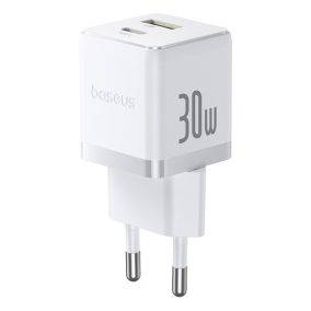   Baseus Palm Netzteil Schnellladegerät 30W, USB Typ-C + USB Typ-A, Weiß