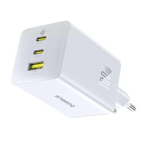 Baseus EnerFill FE11 Netz-Schnellladegerät 100W, 2×USB Typ-C + 1×USB Typ-A, weiß