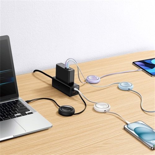 Baseus Free2Draw Mini USB Type-C, 100W automatische Einziehkabel, 1m, lila