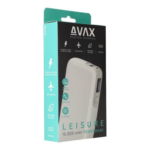 AVAX PB106W FREIZEIT PD/Typ-C 30W+QC 18W Schnelllade-Powerbank 15.000mAh, weiß - Geöffnetes Produkt