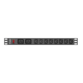   Lanberg 19" PDU/Verteilerleiste 1U 16A 2m 2X C19 8X IEC C13 Steckdose, schwarz C20