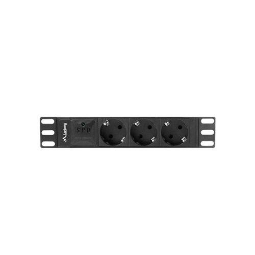 Lanberg 10" PDU/Verteilerleiste 1U 16A 2m 3x Schuko-Steckdose, schwarz