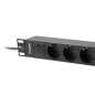   Lanberg 10" PDU/Verteilerleiste 1U 10A 2m 3x Schuko Steckdose schwarz C14