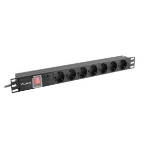   Lanberg 19" PDU/Verteilerleiste 1U 10A 2m 7x Schuko-Steckdose, schwarz C14