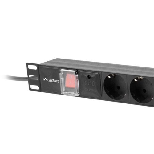 Lanberg 19" PDU/Verteilerleiste 1U 10A 2m 7x Schuko-Steckdose, schwarz C14