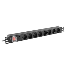   Lanberg 19" PDU/Verteilerleiste 1U 16A 2m 8x Schuko-Steckdose, schwarz