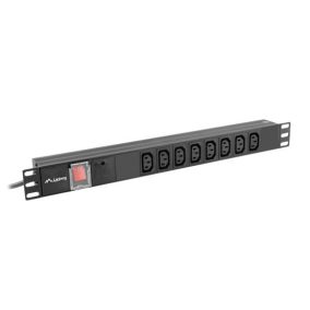   Lanberg 19" PDU/Verteilerleiste 1U 16A 2m 8X IEC C13 Steckdose, schwarz C20