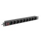   Lanberg 19" PDU/Verteilerleiste 1U 16A 3m 9x Schuko-Steckdose, schwarz